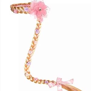 Disney Store Rapunzel Tangled Costume Braid Wig Long Hair Crown Tiara NWOT
